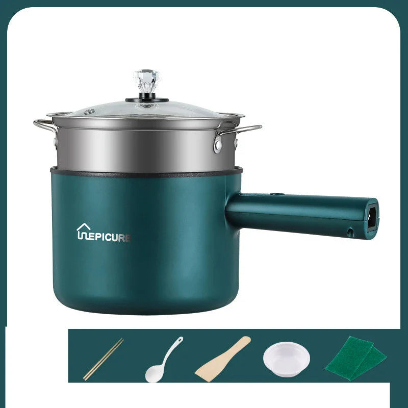 Emerald Green or Sapphire Blue Multi-Function Electric Cooker with Steaming Grid and Intuitive Controls