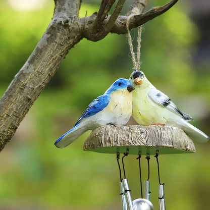 Enchanting resin birds wind chime with gracefully swaying birds and melodious copper chimes, perfect for indoor and outdoor decor