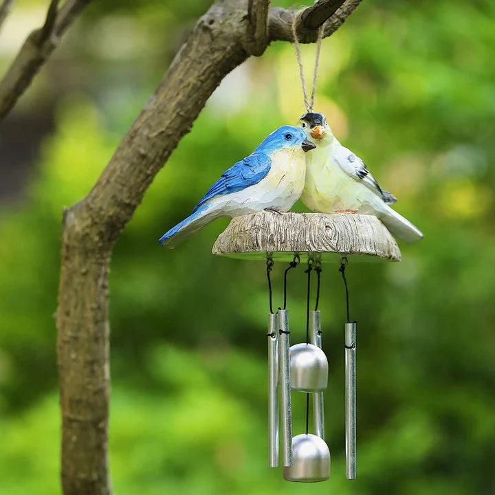 Enchanting resin birds wind chime with gracefully swaying birds and melodious copper chimes, perfect for indoor and outdoor decor