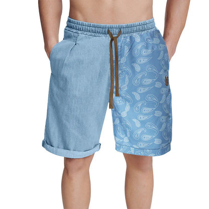 Casual sports shorts for men in a stylish patchwork design, made from soft, breathable cotton for all-day comfort.