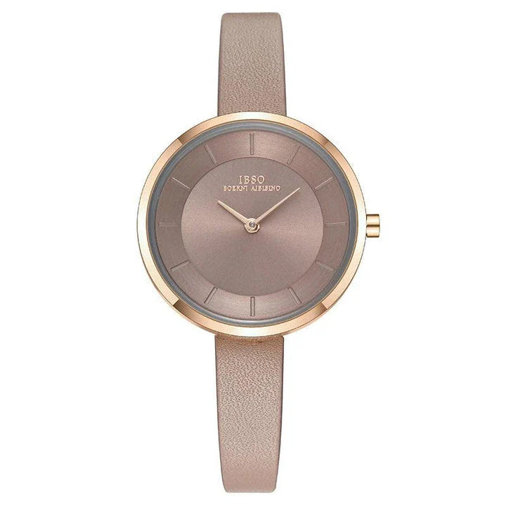 Elegant and water-resistant ladies' fashion watch with a sleek, thin design and premium leather strap