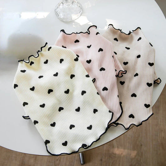 Cosy embroidered bear waffle vest for pets in a variety of sizes and the colour pink