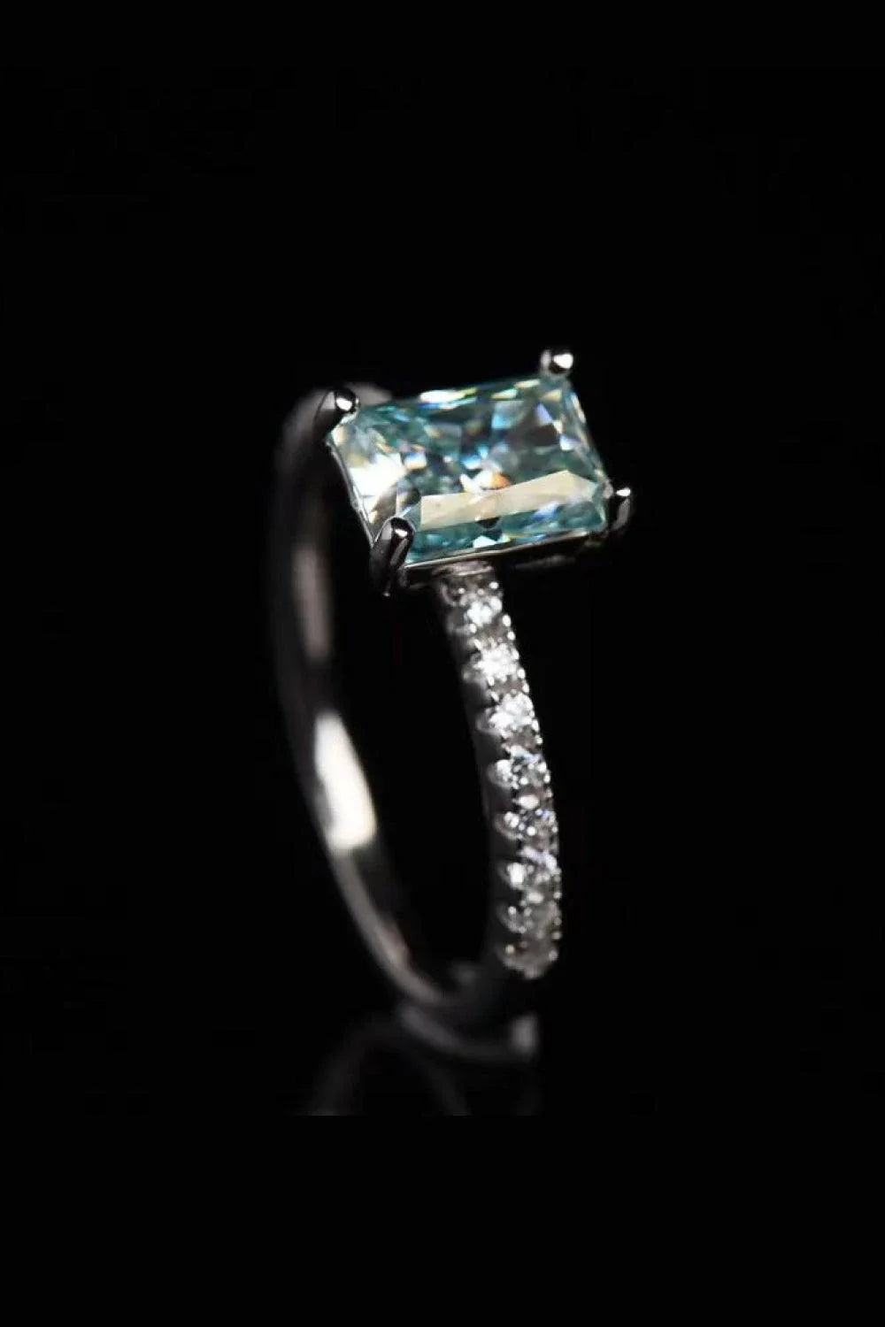Elegant 2 carat moissanite ring in sleek 925 sterling silver with platinum plating