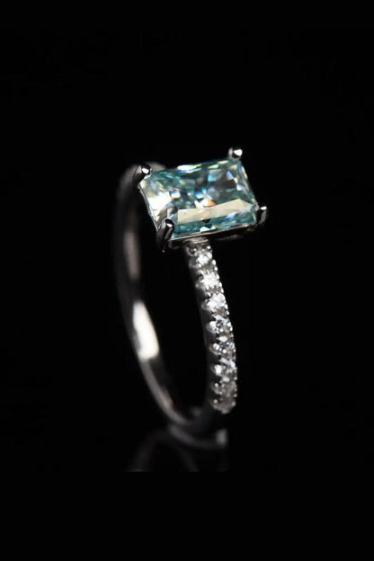 Elegant 2 carat moissanite ring in sleek 925 sterling silver with platinum plating