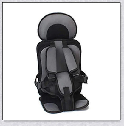 Adjustable infant car seat cushion with 5-point harness, plush padding, and foldable design for safe and comfortable travel with children