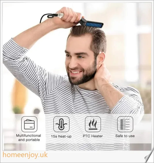 A beard straightener comb with heat barrier bristles for effortless, damage-free beard straightening