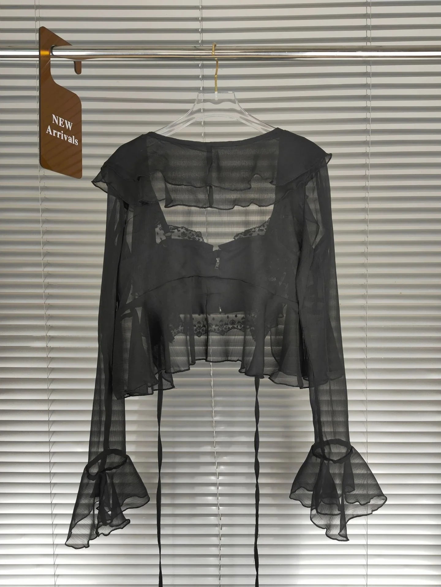 Elegant two-piece chiffon cardigan set with lace trim, available in black, white, and pink colours
