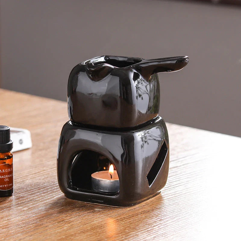 Homeenjoy UK Premium Ceramic Candle & Tea Warmer Set - Elegant Décor for Cosy Moments