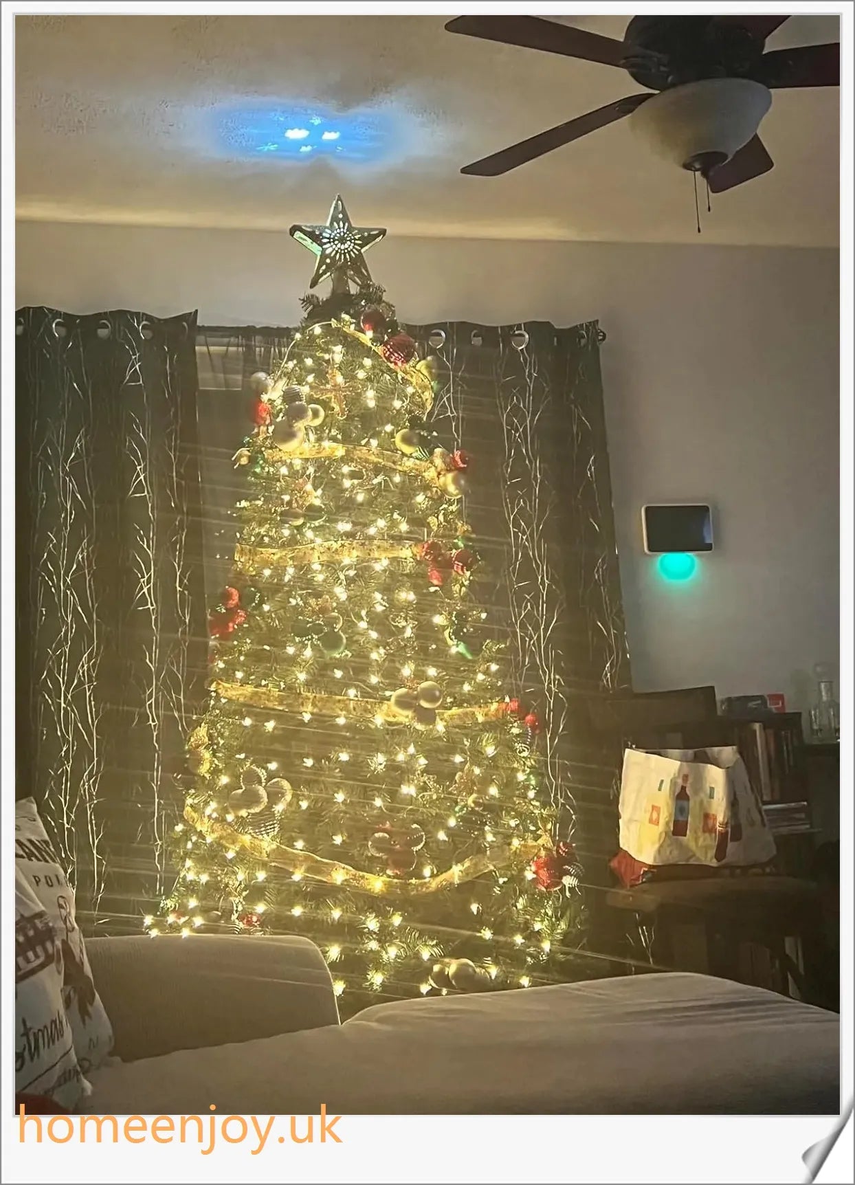 Festive Christmas ribbon fairy lights with 100 warm LED lights, available in gold and silver colours