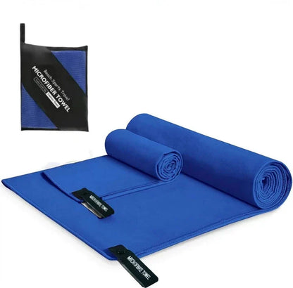 Premium quick-dry microfibre sports towel in various sizes, perfect for gym, yoga, swimming, camping, and beach activities