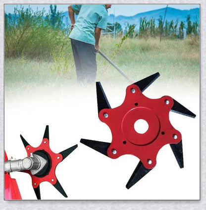 Powerful manganese steel weed trimmer blades with six 360-degree rotating blades for effortless lawn and garden maintenance