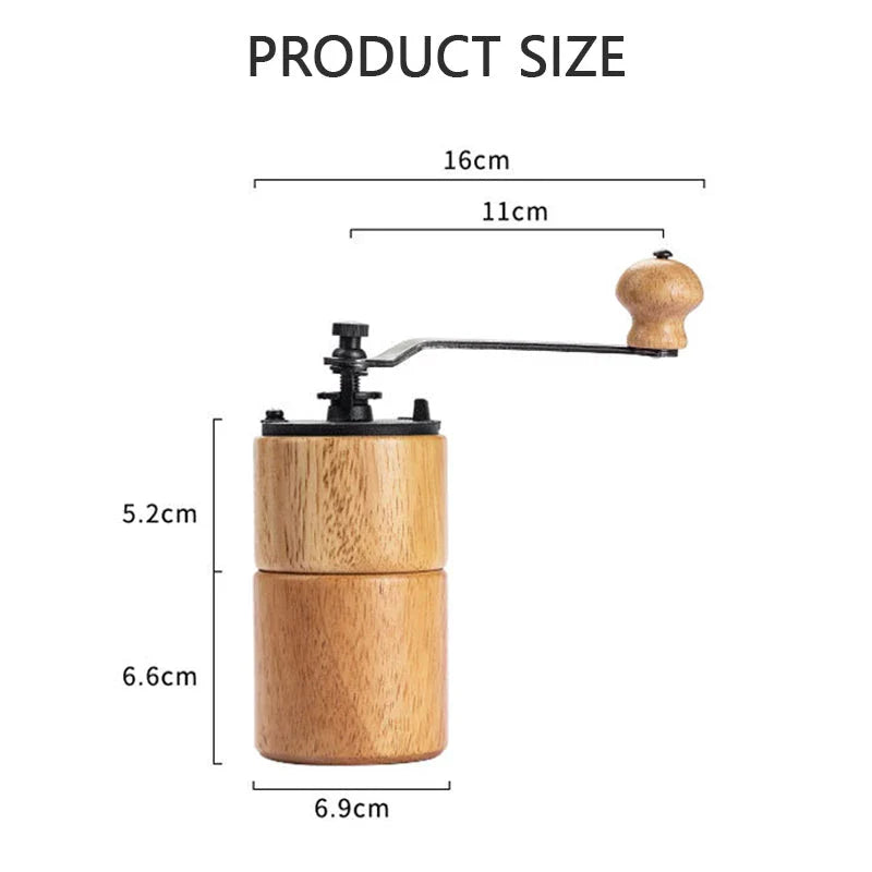 Elegant wooden manual coffee grinder with steel conical burr for consistent, flawless grinding
