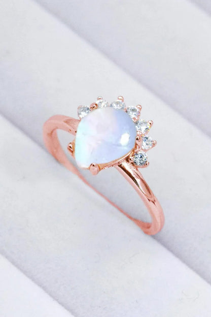 Elegant 925 sterling silver ring featuring a natural moonstone with a captivating blue-violet shimmer