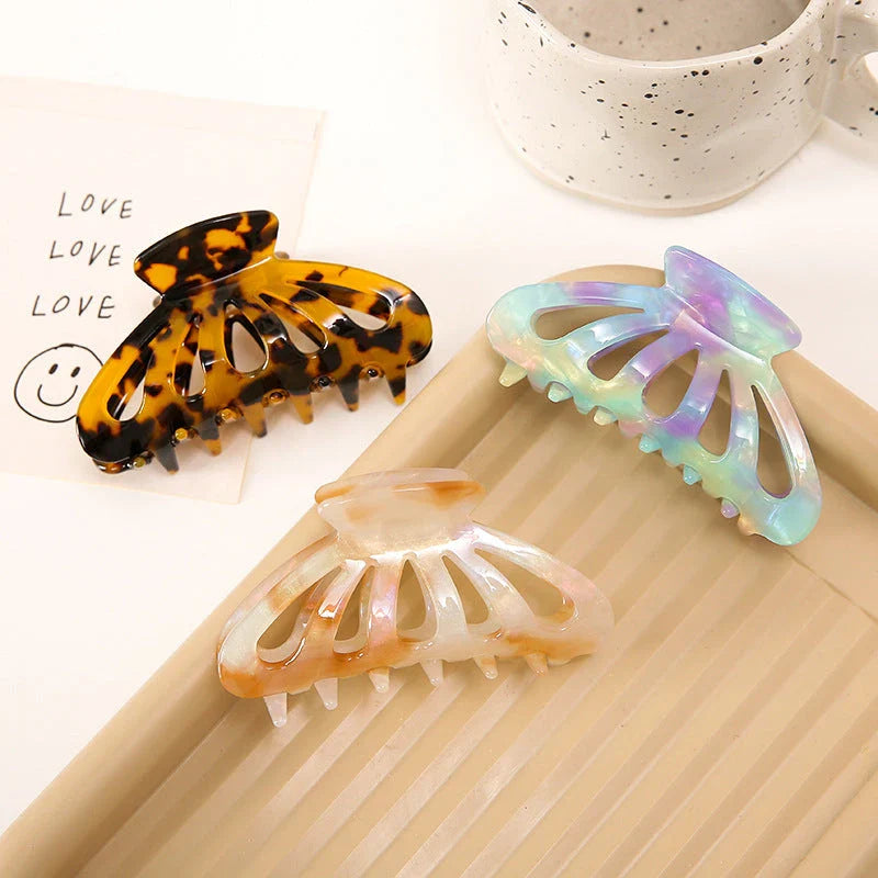 Chic geometric hollow stripes hair barrettes made from premium acetate for women's fashion and hairstyles