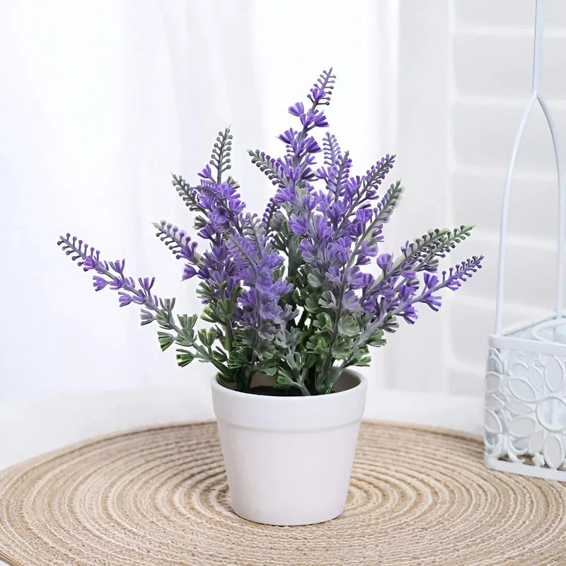 Homeenjoy UK Elegant Artificial Lavender Display with Iron Basket