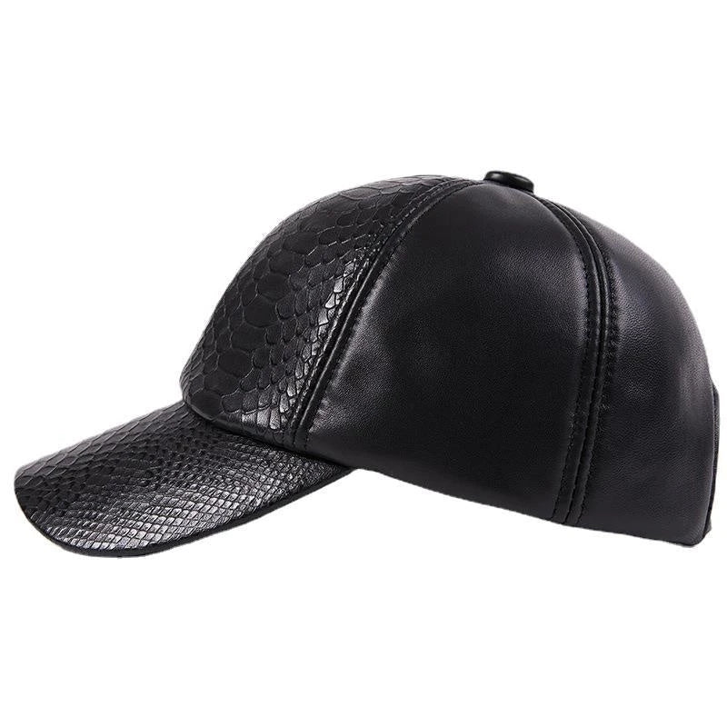 Premium leather hat with adjustable crocodile or snake pattern design, perfect for autumn and winter activities in the UK
