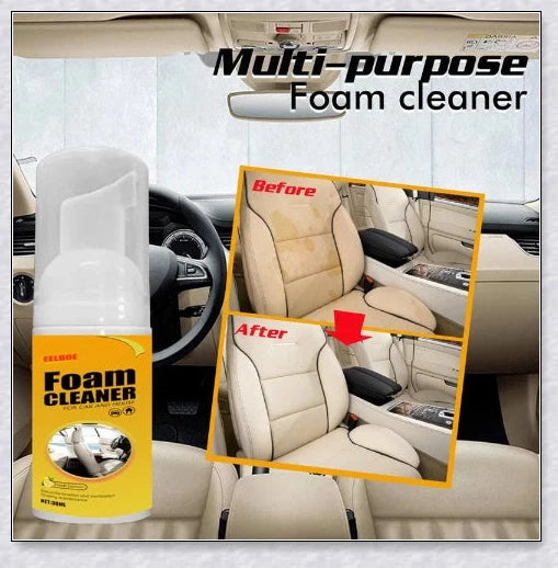 Powerful multifunctional foam cleaner for car interiors, effectively removing dirt, grime and stains from upholstery, carpets and dashboard.