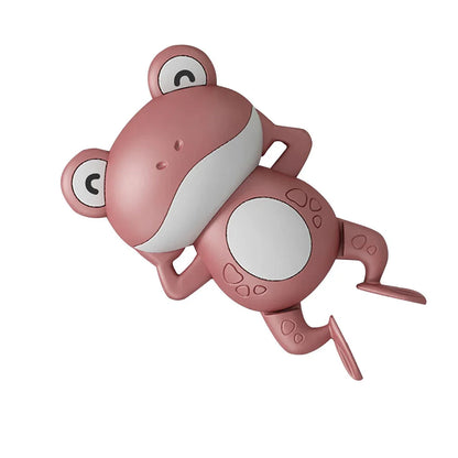 Delightful Clockwork Baby Bath Toy - Cute Frog Design, featuring a pink frog toy with a clockwork mechanism for swimming action