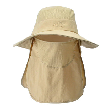 Premium fisherman cap with quick-drying fabric, UV protection, and removable face and neck cover