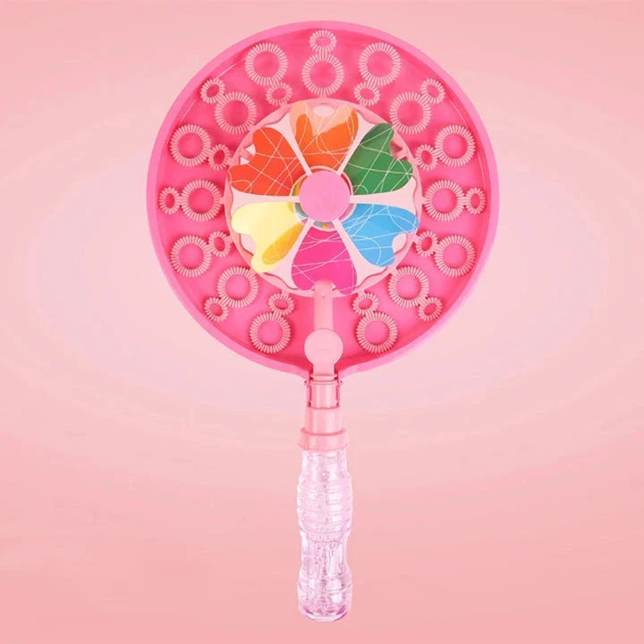 Colourful and durable bubble-blowing windmill wand for enchanting outdoor fun