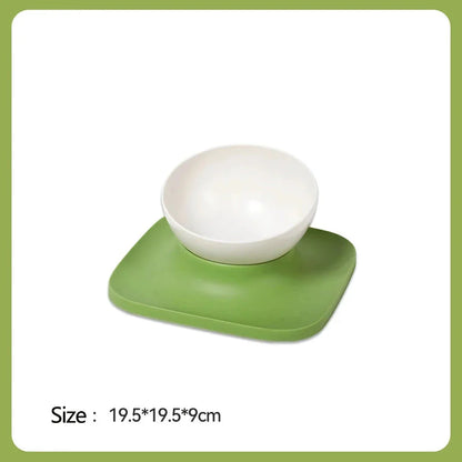 Adjustable anti-spill double bowl feeding station with neck guard for cats and dogs