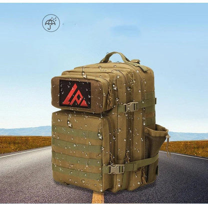 Oxford fabric waterproof backpack with large 45-litre capacity, multiple pockets, and comfortable padded straps for daily use and outdoor adventures
