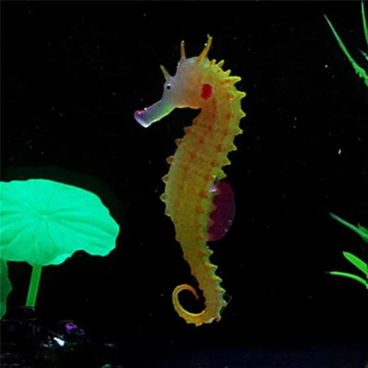 Elegant artificial seahorse ornament made of silicone for aquariums and underwater decor