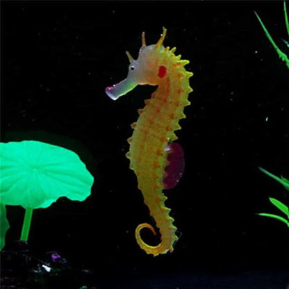 Elegant artificial seahorse ornament made of silicone for aquariums and underwater decor