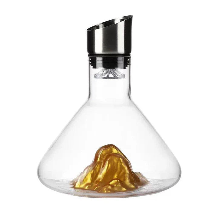 Premium crystal wine decanter with innovative 'waterfall' design for enhanced aeration and flavour release