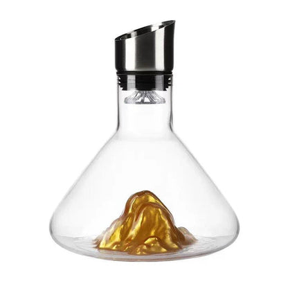 Premium crystal wine decanter with innovative 'waterfall' design for enhanced aeration and flavour release