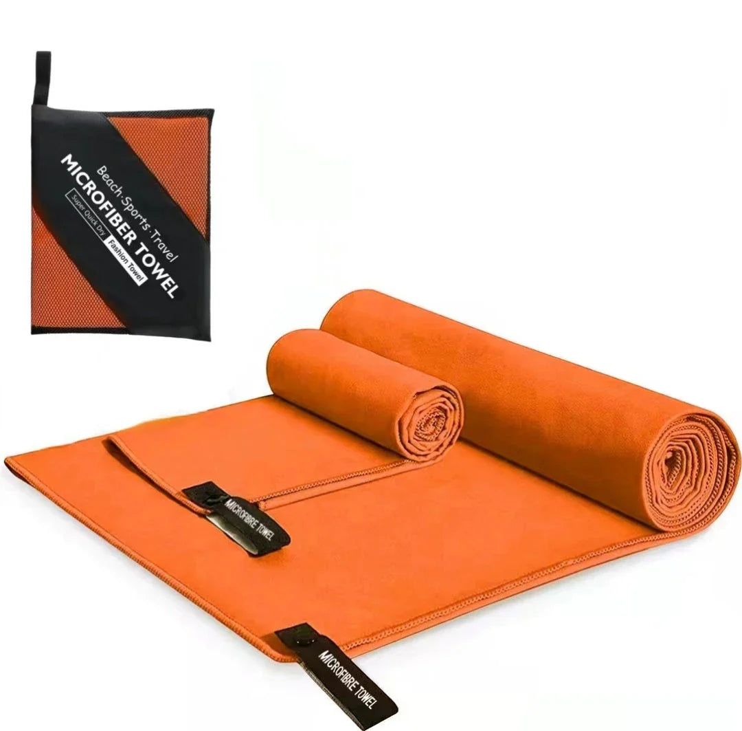 Premium quick-dry microfibre sports towel in various sizes, perfect for gym, yoga, swimming, camping, and beach activities