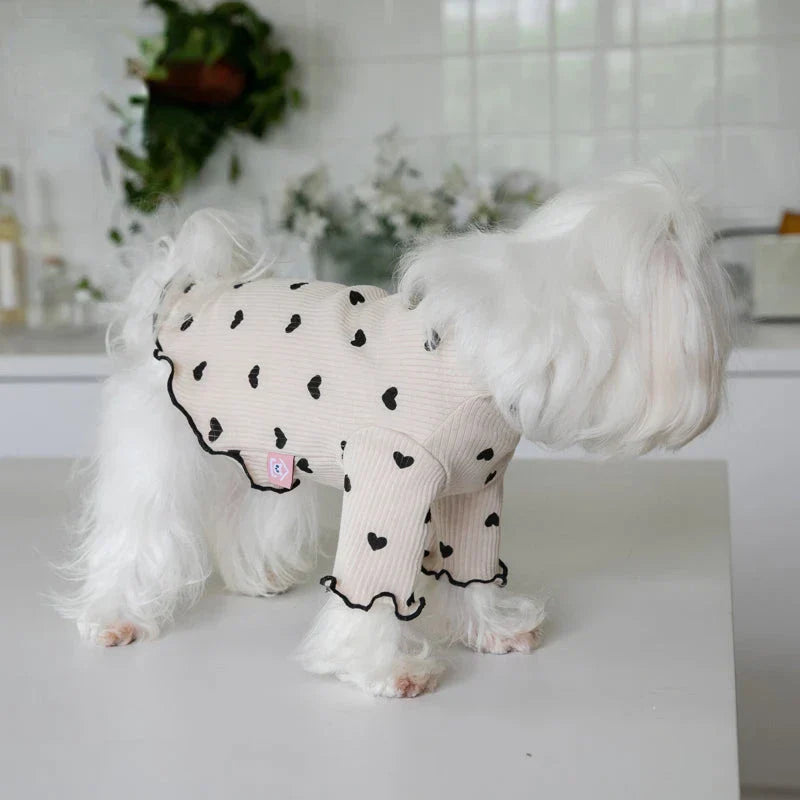 Cosy embroidered bear waffle vest for pets in a variety of sizes and the colour pink
