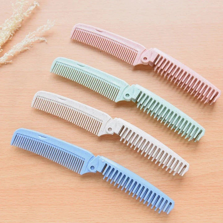Premium folding anti-static hair brush and comb made from sustainable wheat straw materials for effortless and frizz-free styling