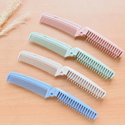 Premium folding anti-static hair brush and comb made from sustainable wheat straw materials for effortless and frizz-free styling