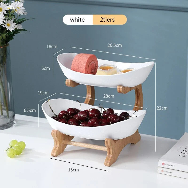 Elegant partitioned oval table plates and tiered fruit bowl with candy and cake trays, perfect for hosting and dining in the UK