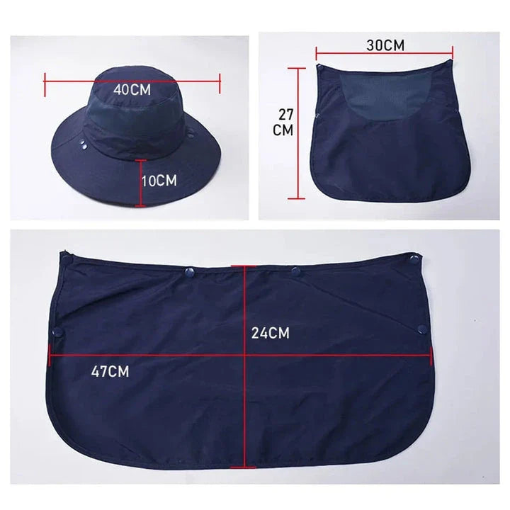 Premium fisherman cap with quick-drying fabric, UV protection, and removable face and neck cover