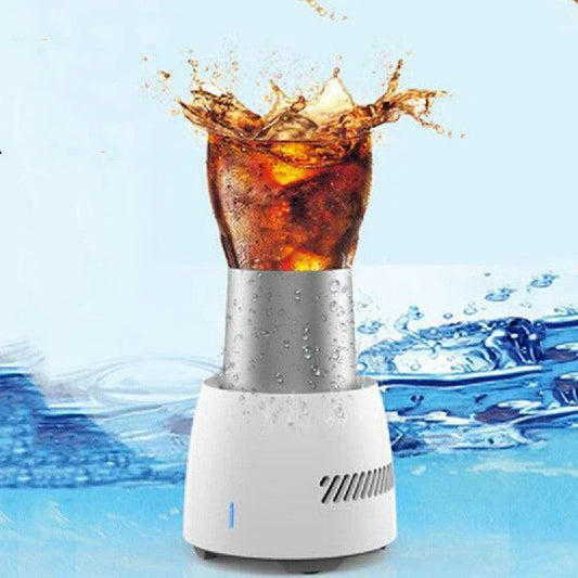 Compact and portable refrigeration unit for chilling drinks on the go, with aluminium alloy body and 400ml capacity