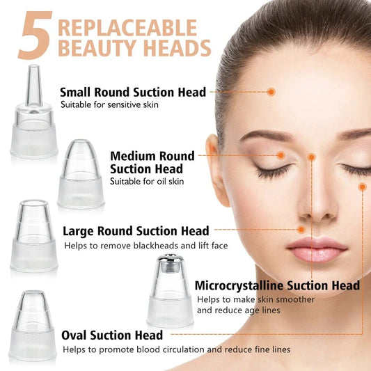 Advanced electric blackhead remover vacuum with customisable suction and interchangeable heads for deep pore cleansing and skin rejuvenation