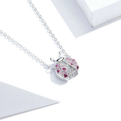 Delicate 925 sterling silver necklace featuring a charming ladybug design, with an adjustable 45cm chain for a customised fit.