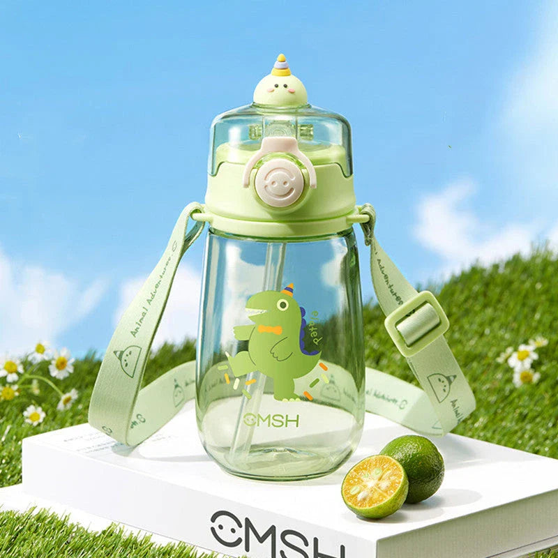 Eco-Friendly 520ml Kids Water Bottle with Vibrant Cartoon Design, Durable Tritan Construction, and Convenient Straw & Strap