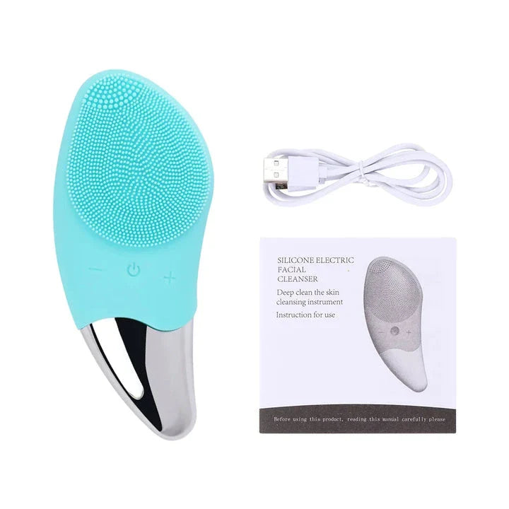 Electric Sonic Ultrasonic Silicone Face Cleansing Brush with four adjustable speed settings for customised skincare