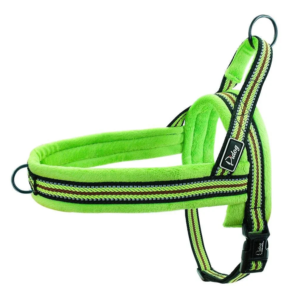 Adjustable Reflective Dog Harness with premium nylon and padded flannel construction for enhanced safety and visibility