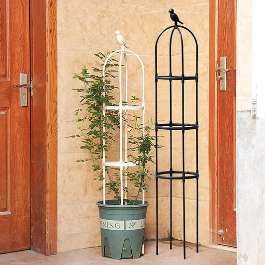 Adjustable 2/3-Tier Garden Trellis in white, designed to support climbing plants and flowers in a home garden