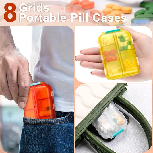 Compact 10-Compartment Weekly Pill Organiser for Travel in blue colour, with individual compartments and secure lids