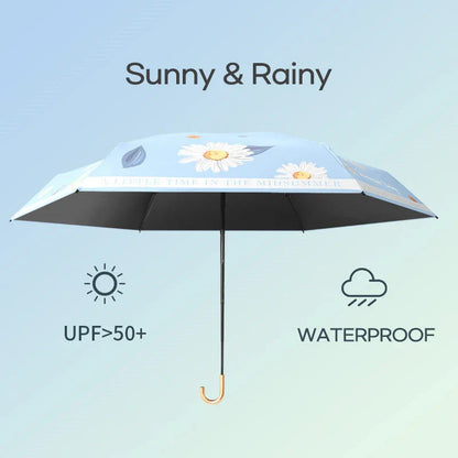 Compact and lightweight folding UV parasol in multiple stylish colours, perfect for protection from sun and rain in the UK