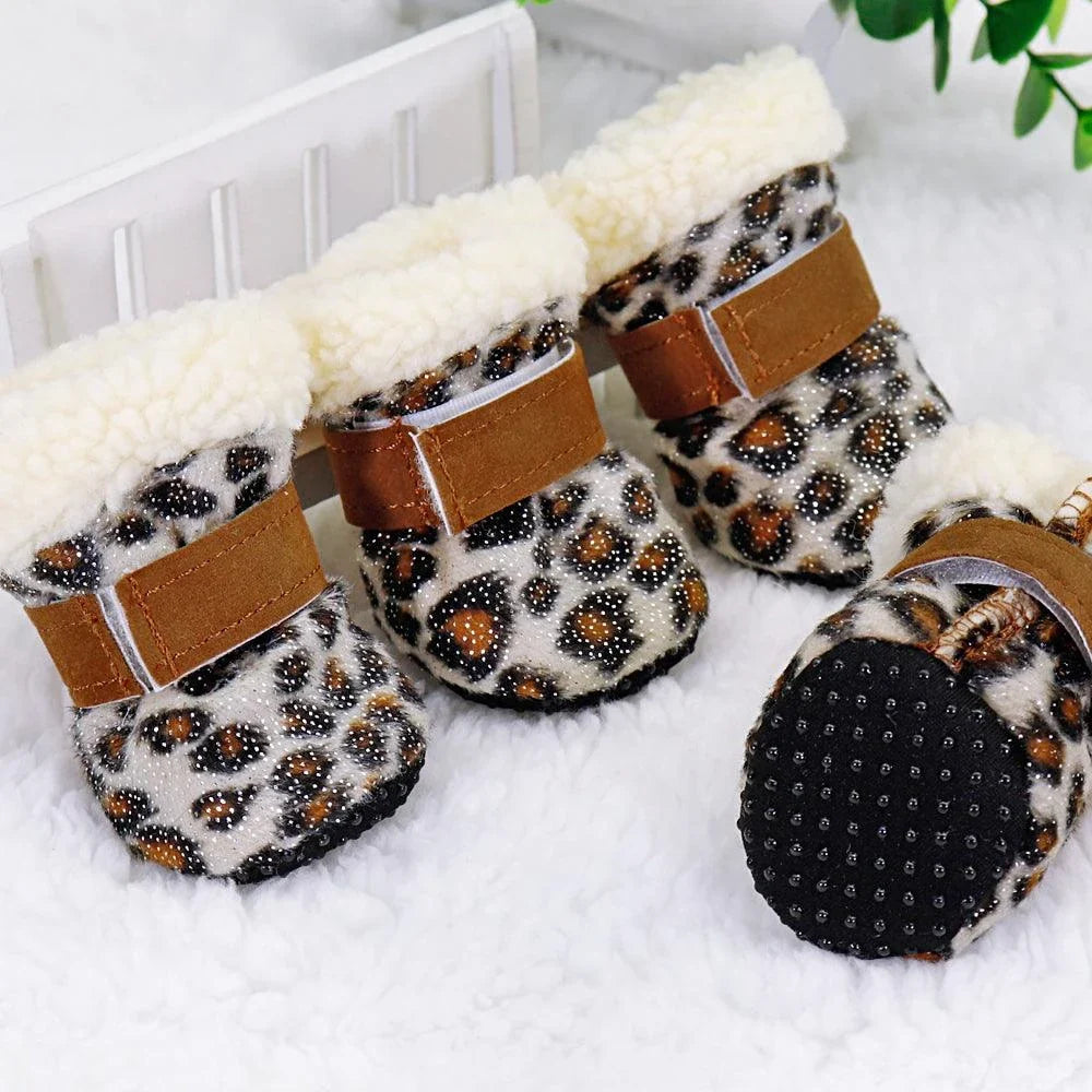 Premium 100% cotton anti-slip winter dog shoes with adjustable straps and reflective detailing for enhanced traction and visibility