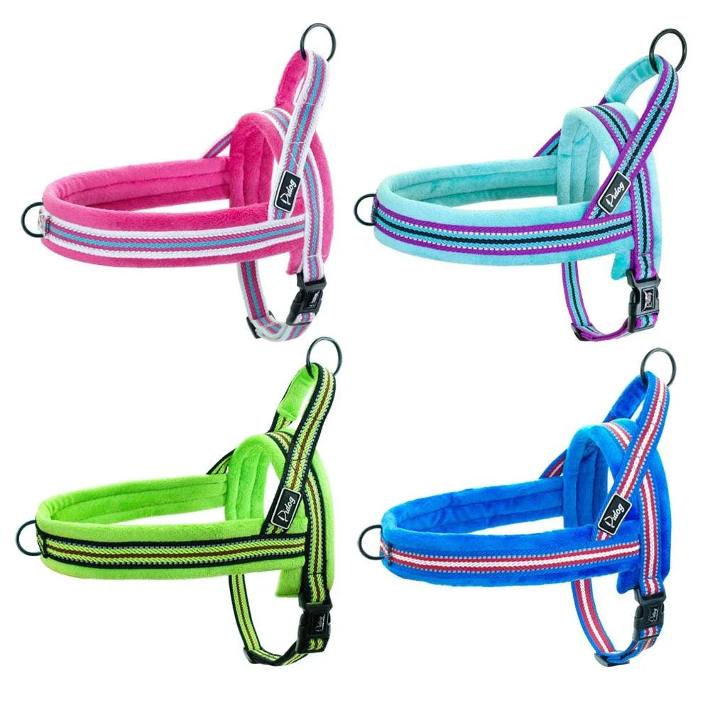 Adjustable Reflective Dog Harness with premium nylon and padded flannel construction for enhanced safety and visibility