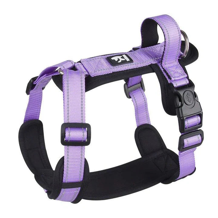 Adjustable No-Pull Dog Harness with Reflective Strips for Enhanced Visibility and Safety