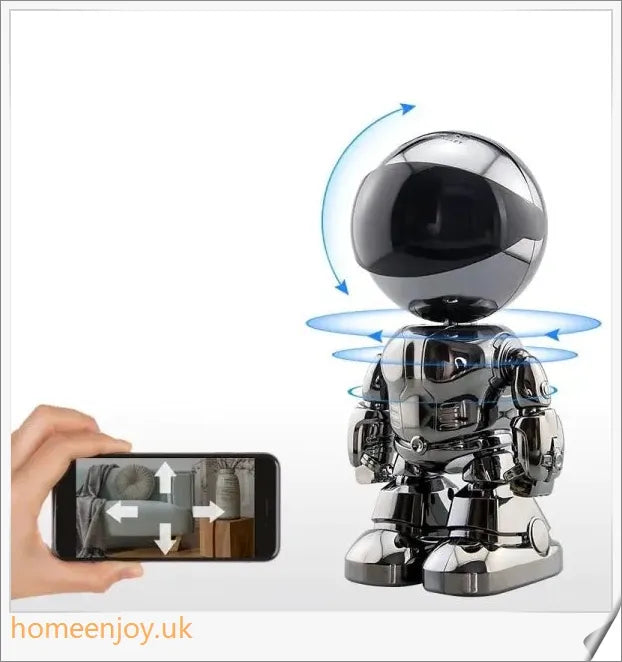 Advanced 360-degree panoramic security camera with motion tracking, voice control, and stylish design