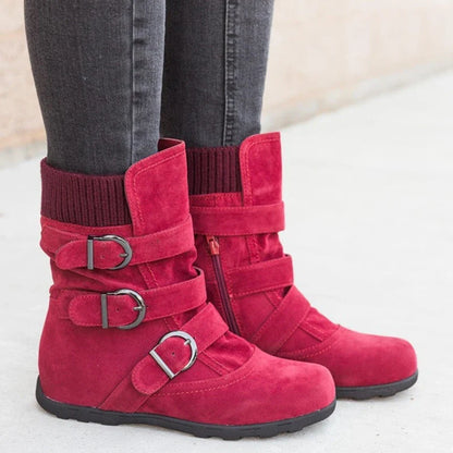 Durable cotton boots with resilient rubber soles, stylish car-stitch detailing, and cushioned artificial hair insole for all-day comfort.